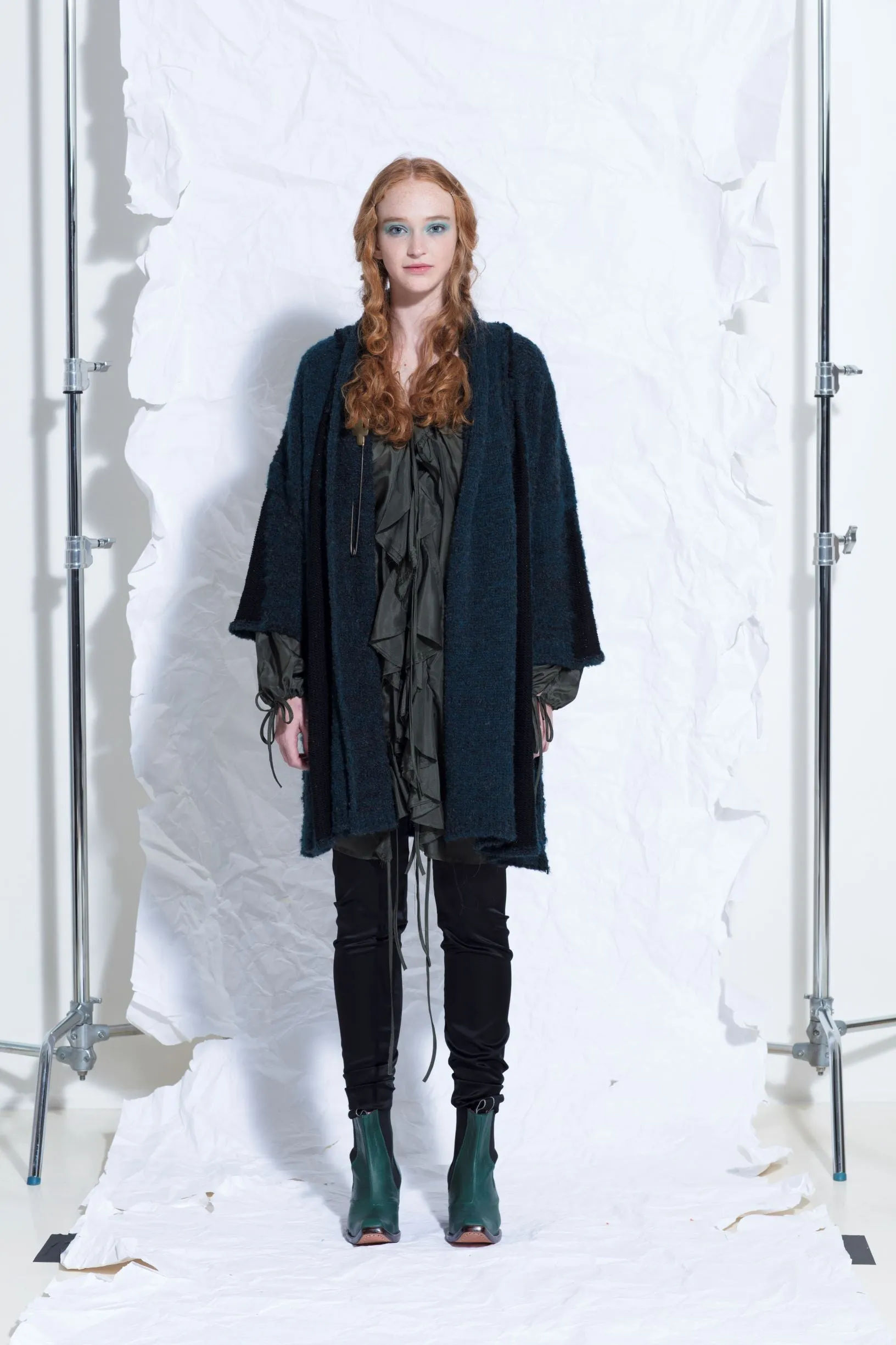 Amano alpaca kimono style cardigan with mesh detail - oat