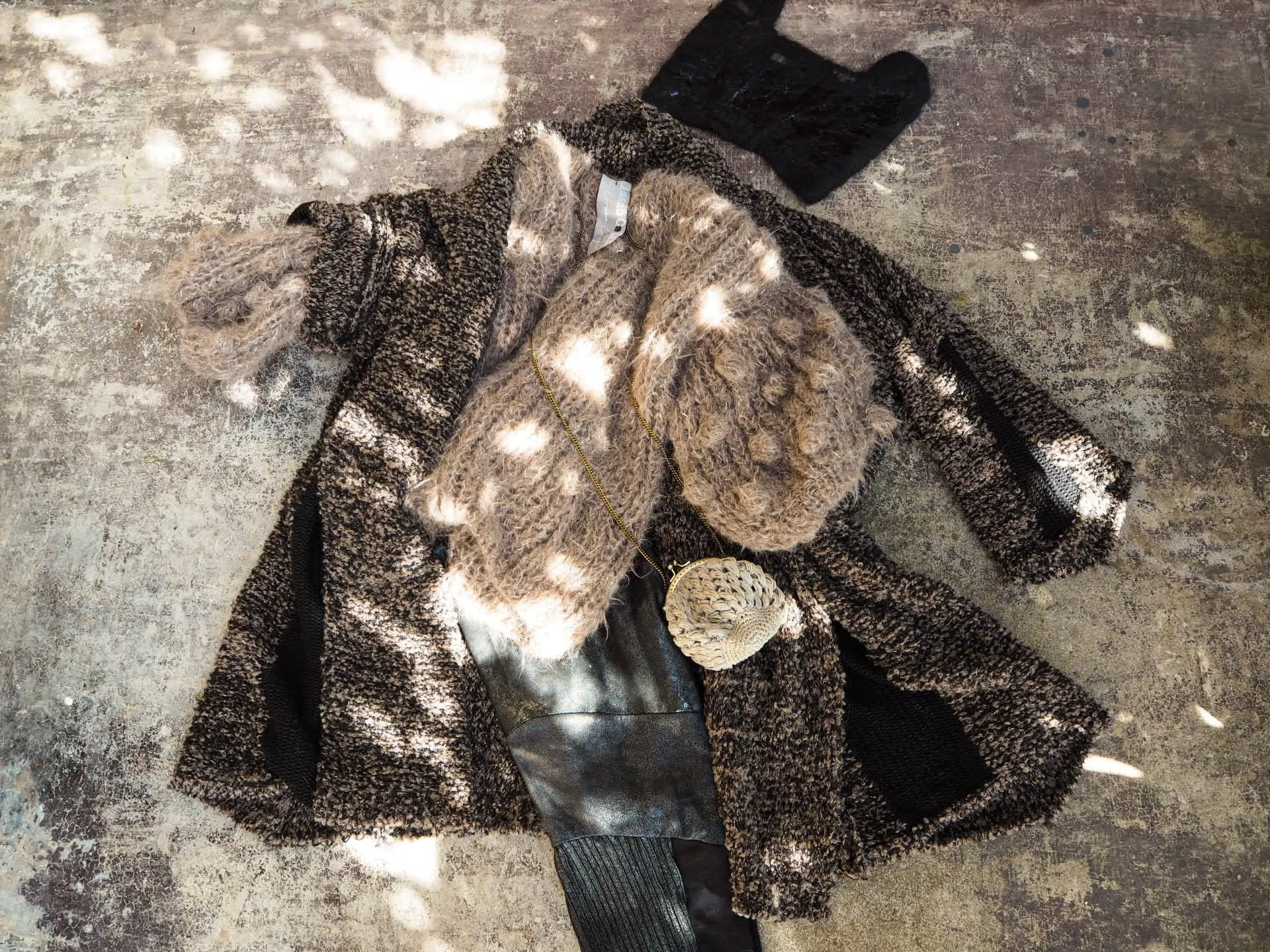 Amano alpaca kimono style cardigan with mesh detail - oat