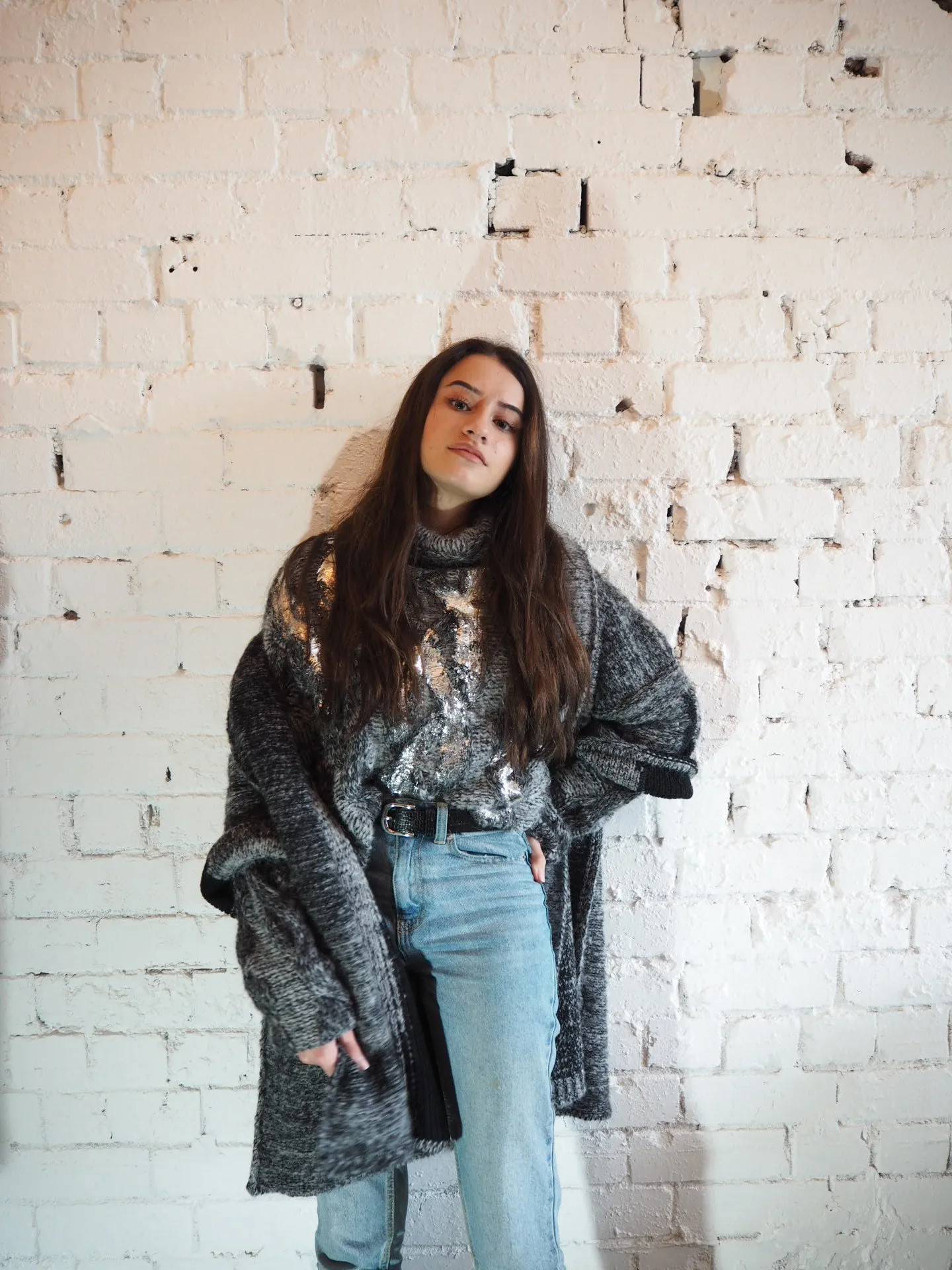 Amano alpaca kimono style cardigan with mesh detail - oat