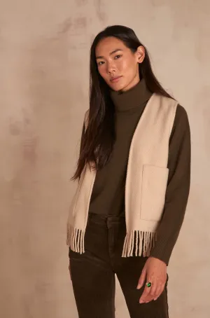 BILLY BEIGE SLEEVELESS CARDIGAN