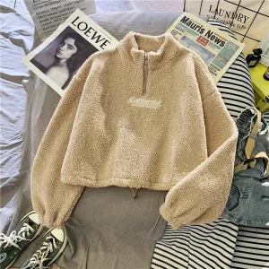 EgirlCropped Fleece Hoodies mit Kalifornischem Stick