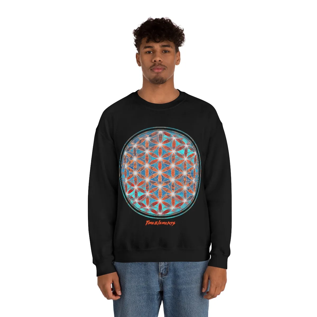 Flower of Life Aqua Orange | Sacred Geometry Sweatshirt