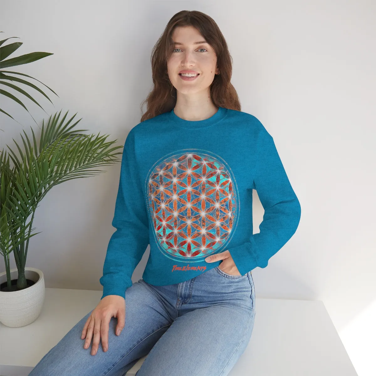 Flower of Life Aqua Orange | Sacred Geometry Sweatshirt