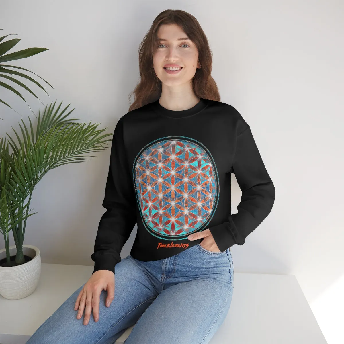Flower of Life Aqua Orange | Sacred Geometry Sweatshirt