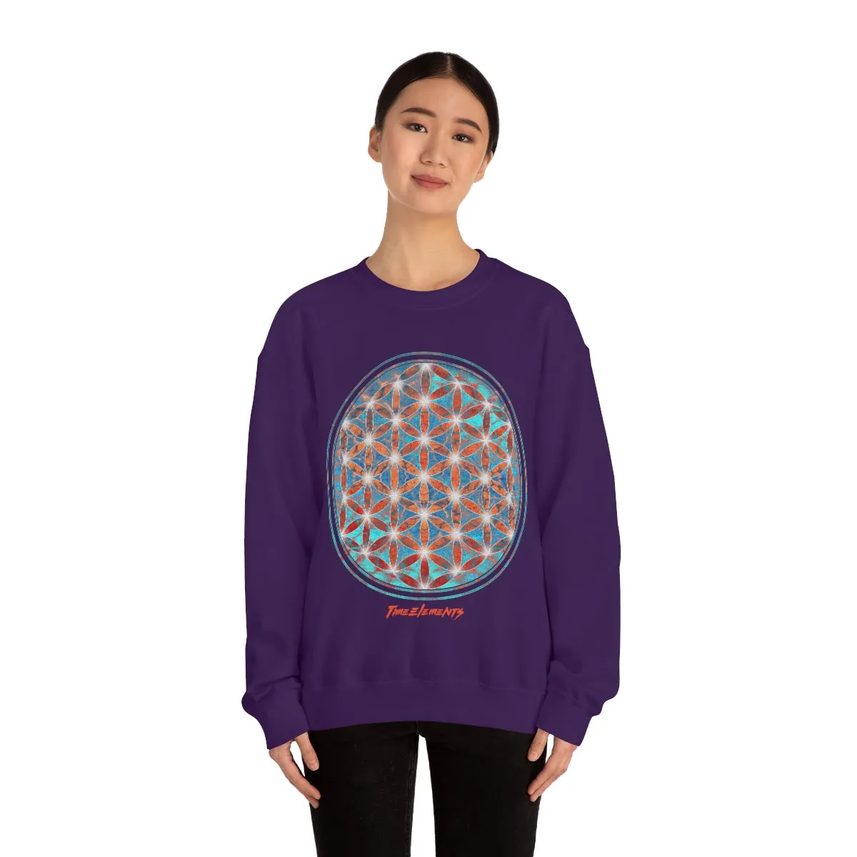 Flower of Life Aqua Orange | Sacred Geometry Sweatshirt