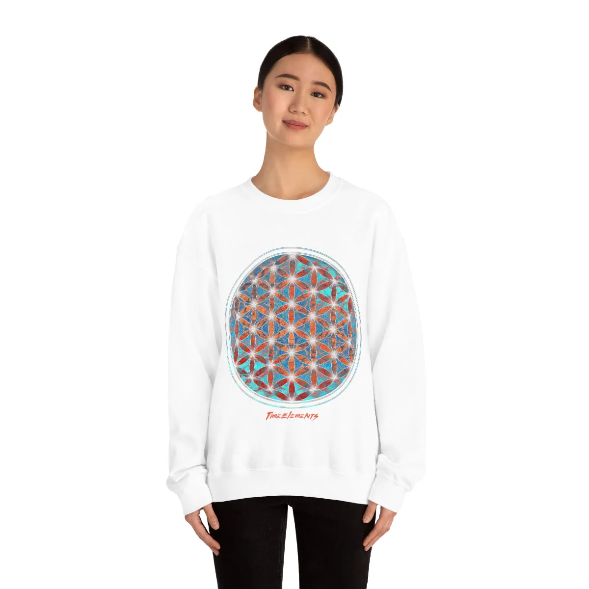 Flower of Life Aqua Orange | Sacred Geometry Sweatshirt