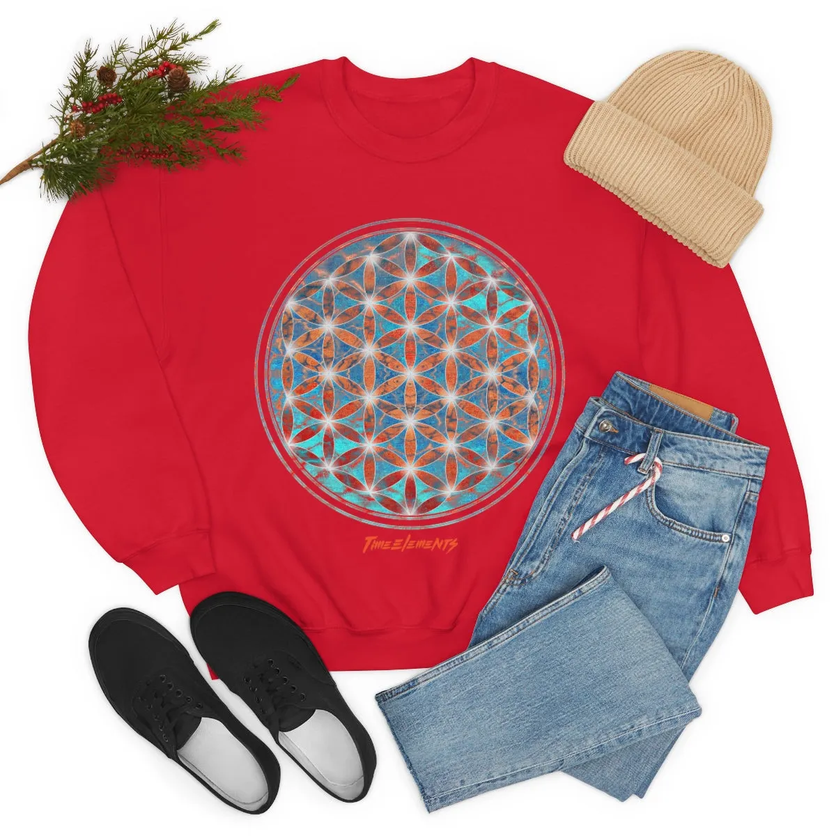 Flower of Life Aqua Orange | Sacred Geometry Sweatshirt
