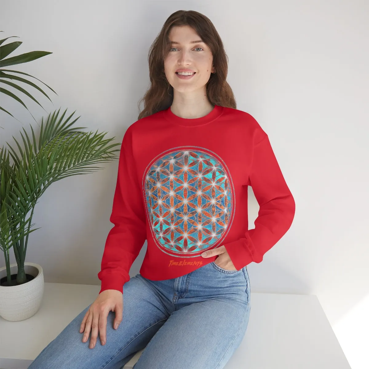 Flower of Life Aqua Orange | Sacred Geometry Sweatshirt