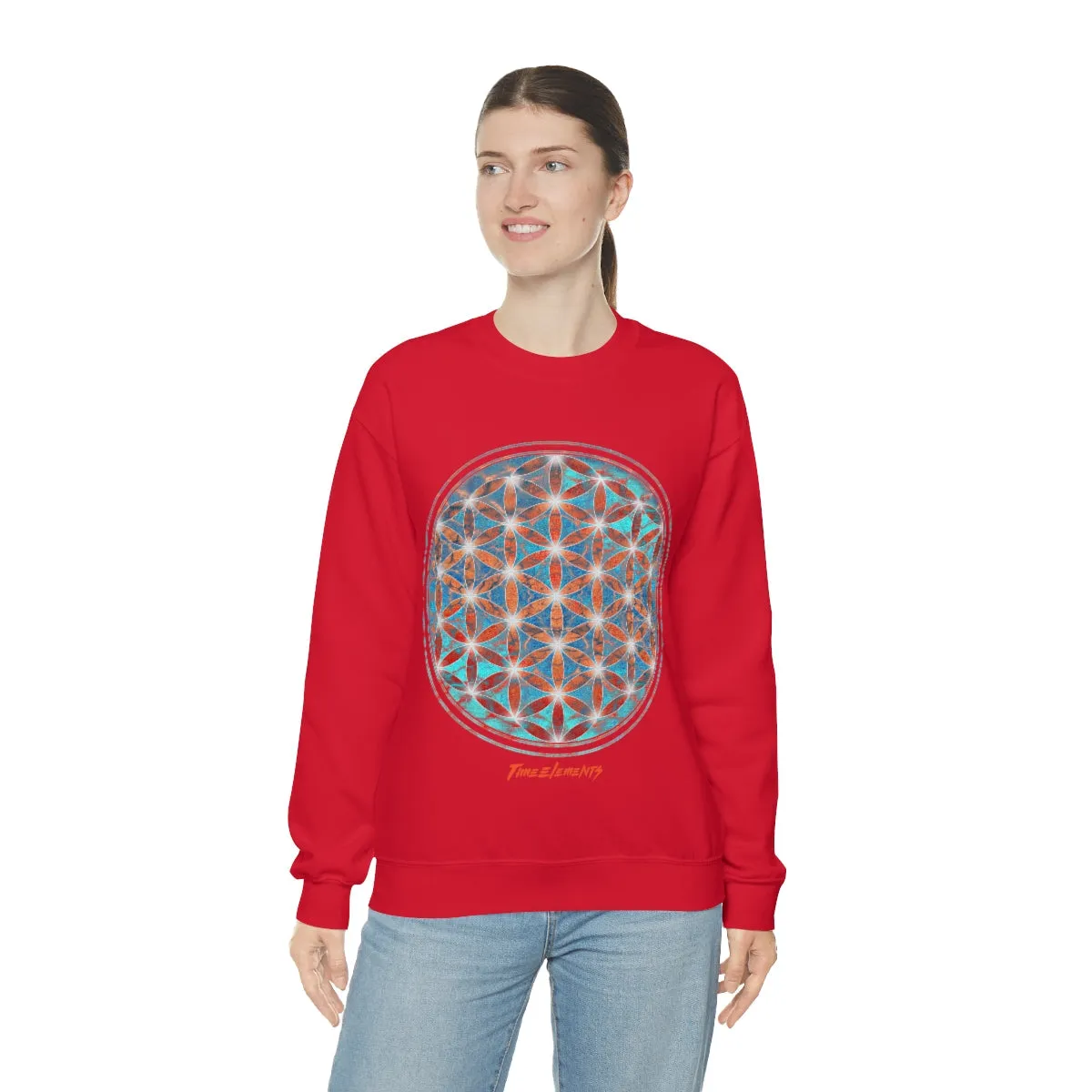 Flower of Life Aqua Orange | Sacred Geometry Sweatshirt