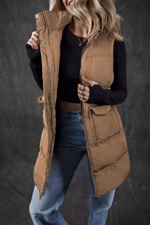 Full Zipper Puffer Vest with Pockets