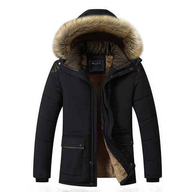 M-5XL Fur Collar Hooded Men Winter Jacket 2018 New Fashion Warm Wool Liner Man Jacket and Coat Windproof Male Parkas casaco