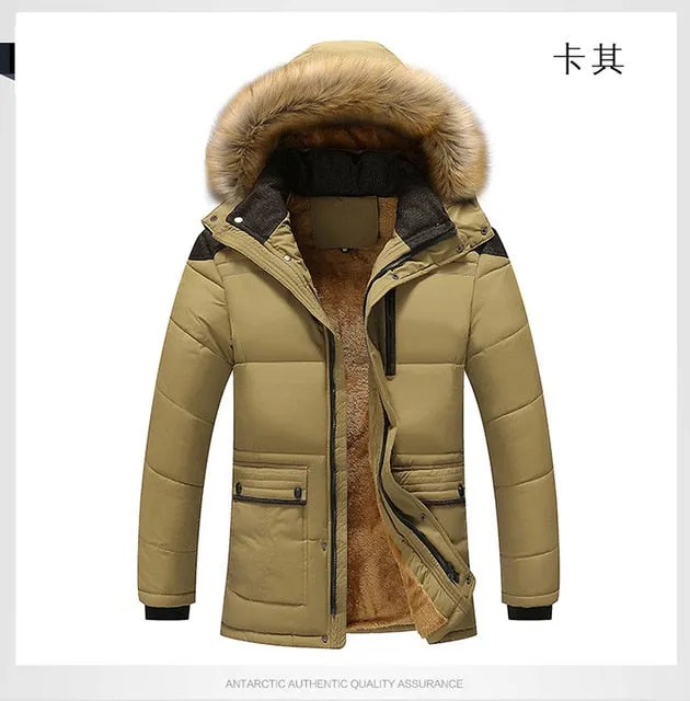 M-5XL Fur Collar Hooded Men Winter Jacket 2018 New Fashion Warm Wool Liner Man Jacket and Coat Windproof Male Parkas casaco