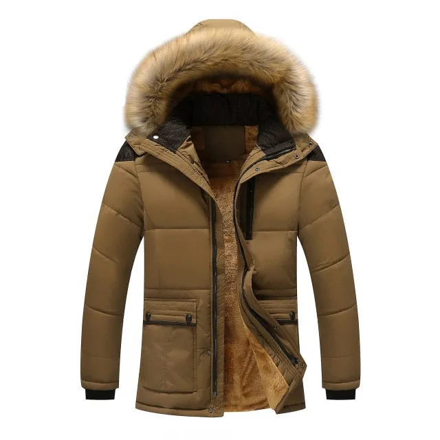 M-5XL Fur Collar Hooded Men Winter Jacket 2018 New Fashion Warm Wool Liner Man Jacket and Coat Windproof Male Parkas casaco