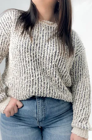 Popcorn Yarn Pullover Sweater