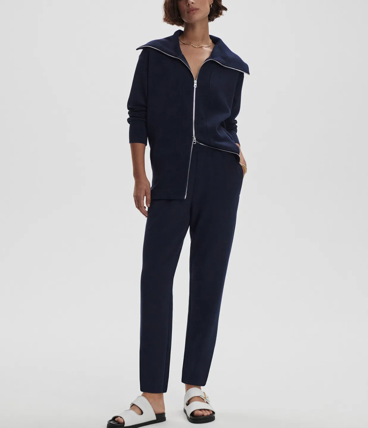 Raleigh Zip Through Sweat in Navy