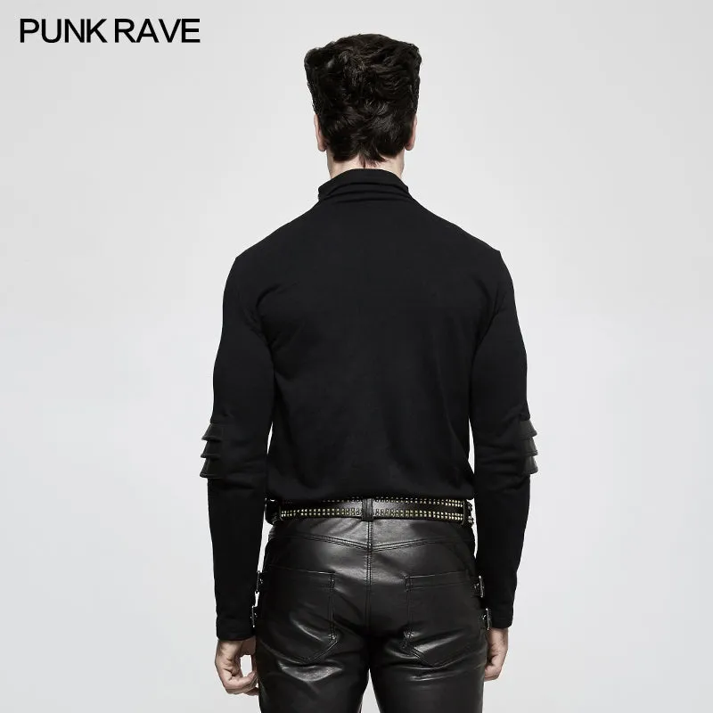 T-484 Sweater Knitted Armor Stereo Punk T-shirts With Turtleneck Collar