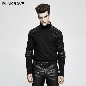 T-484 Sweater Knitted Armor Stereo Punk T-shirts With Turtleneck Collar