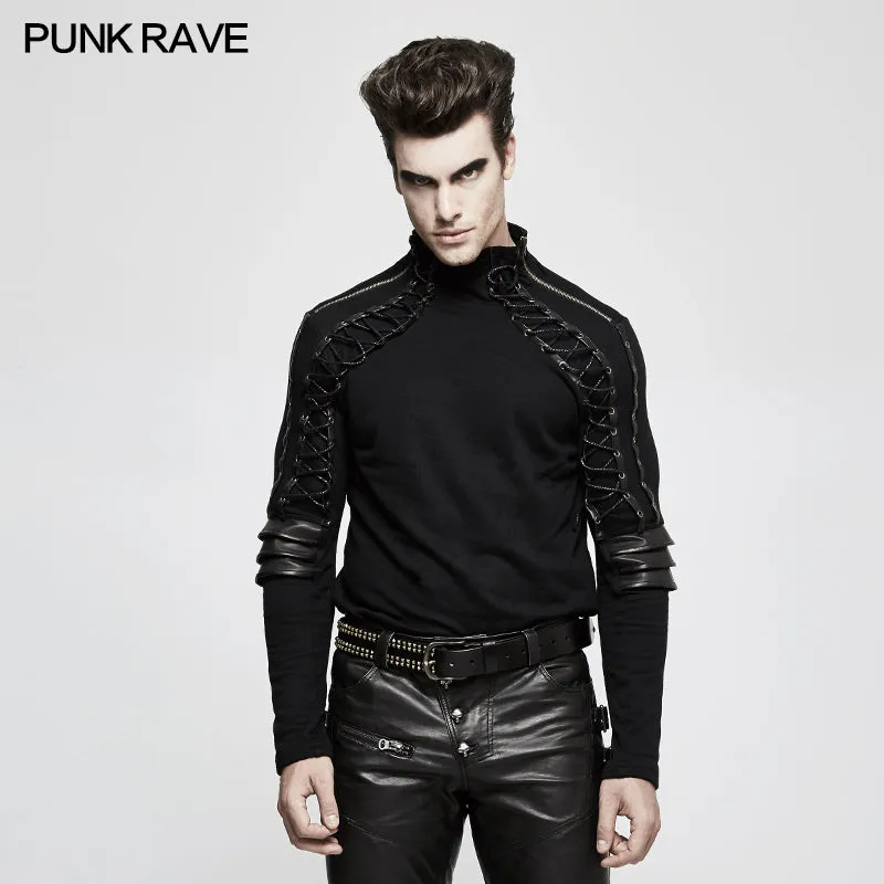 T-484 Sweater Knitted Armor Stereo Punk T-shirts With Turtleneck Collar