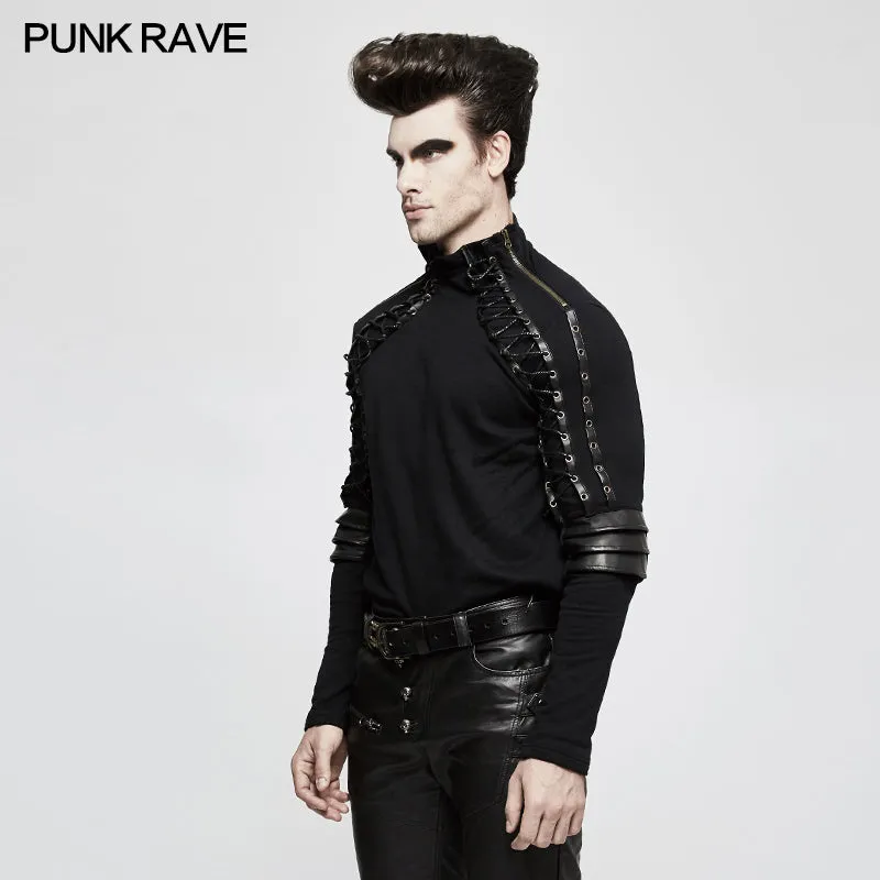 T-484 Sweater Knitted Armor Stereo Punk T-shirts With Turtleneck Collar