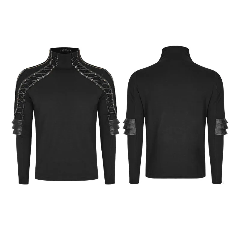 T-484 Sweater Knitted Armor Stereo Punk T-shirts With Turtleneck Collar